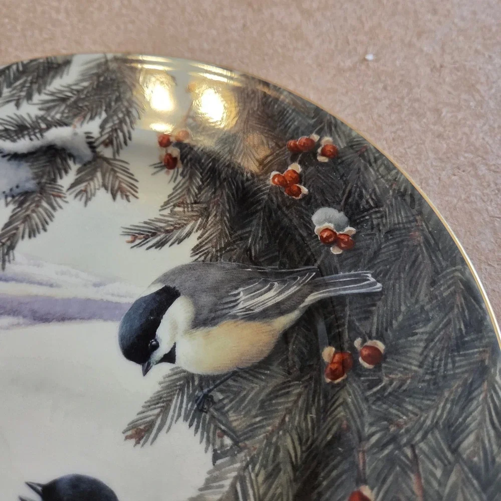 Lenox Winter Greetings Scenic Chickadee Goldfinch Plate Catherine McClung USA‎